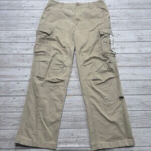 Y2K Aeropostale Cargo Pants Men's 34x32 Beige Straight Relaxed Utility Military